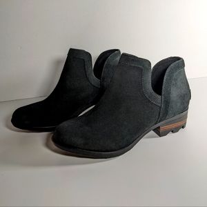 SOREL Lolla II Cutout Black Suede Waterproof Booties Size 7M